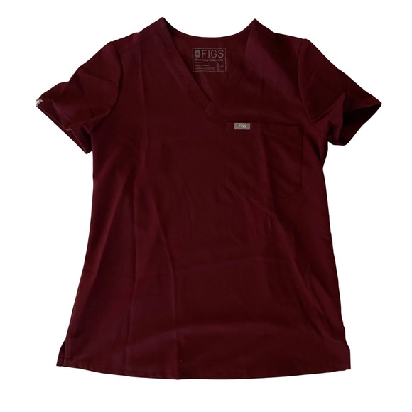 FIGS Technical Collection Women's XS Scrub Top Burgundy Red Medical Uniform - Picture 1 of 11